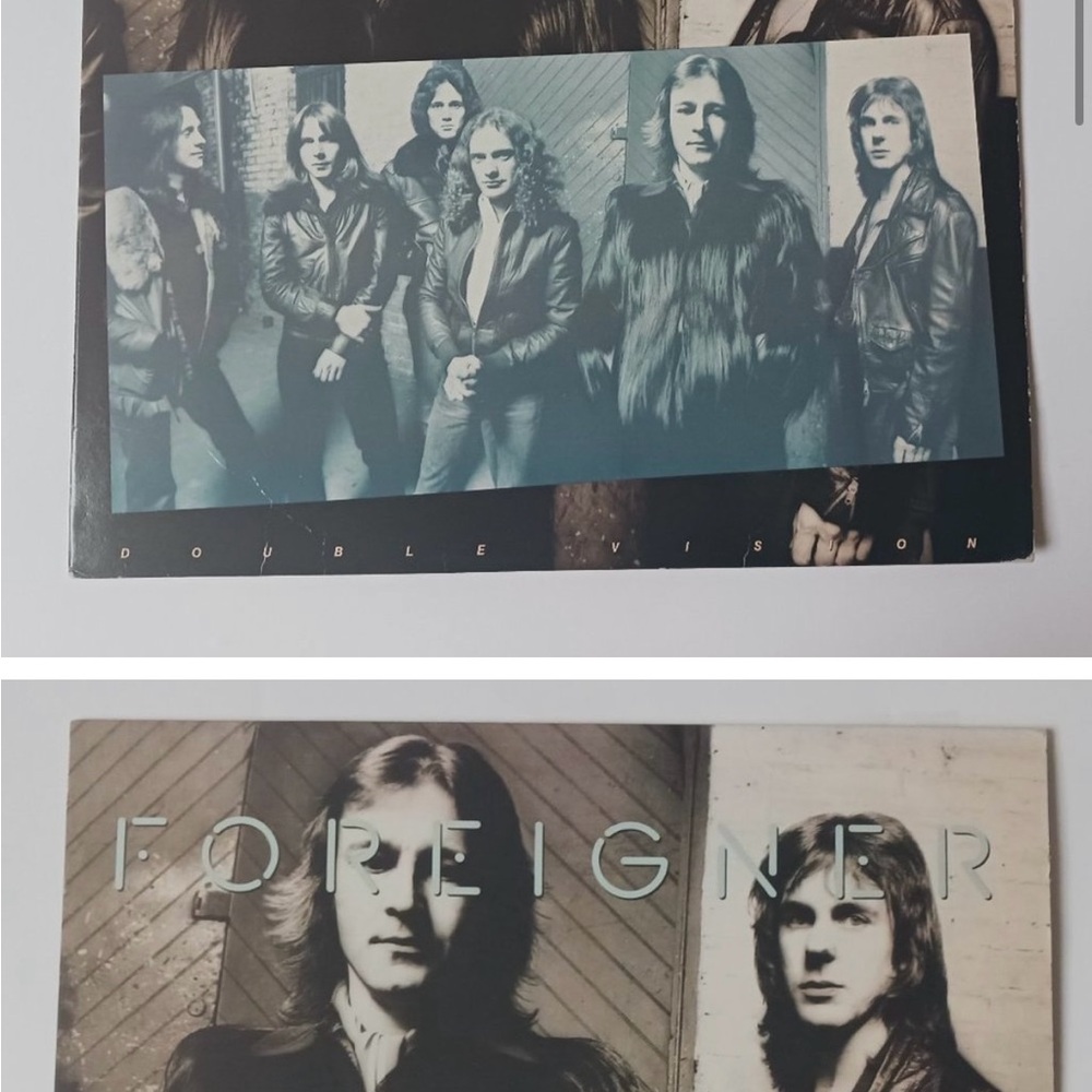 Vintage Foreigner Double Vision vinyl LP record, 1978 first pressing.